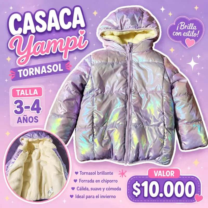 Casaca Yampi Tornasol para Niñas 3-4 Años