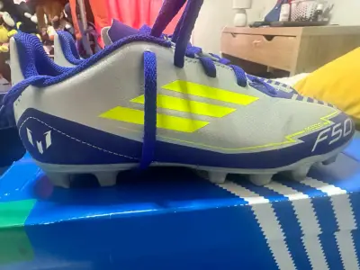 Zapatillas de fútbol  Adidas Messi F50 grises y az - miniatura 2