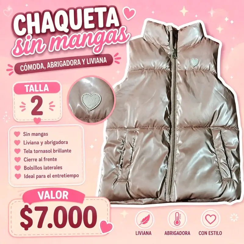 Chaqueta sin mangas talla 2 para niña