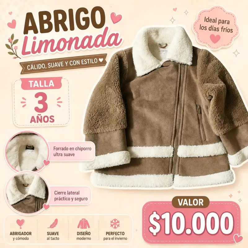 Abrigo Limonada para Niños Talla 3 Años