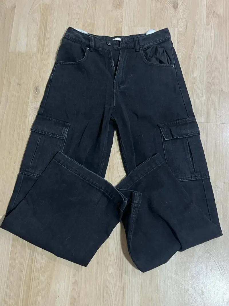 Pantalones cargo negros unisex de algodón