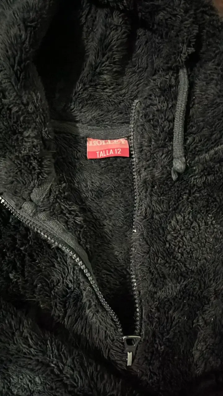 Chaqueta de polar  negra con capucha para niña - 4