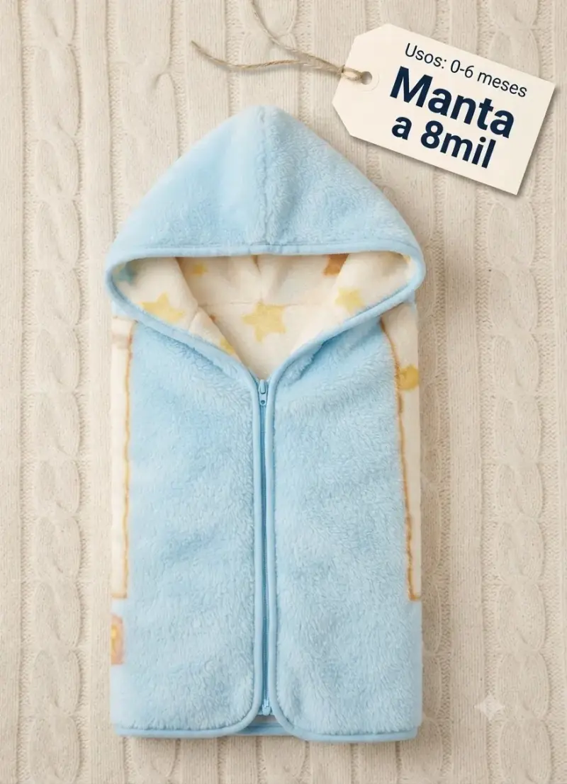 Manta para bebé 0-6 meses azul con capucha