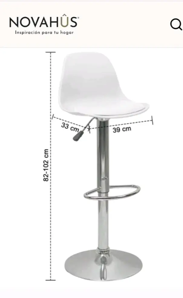 Silla de Bar Ajustable Blanca Novahus - 2