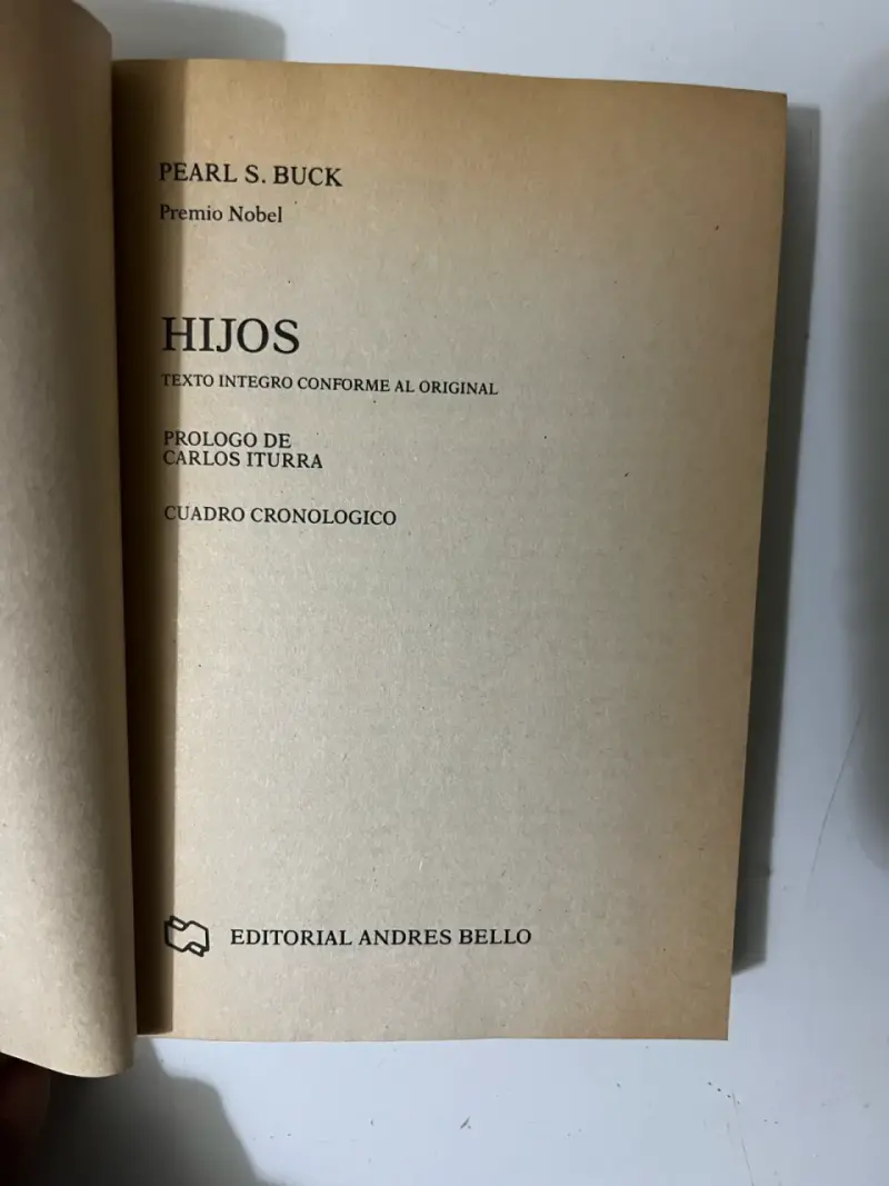 Libro Hijos de Pearl S. Buck Edición Andrés Bello - 2