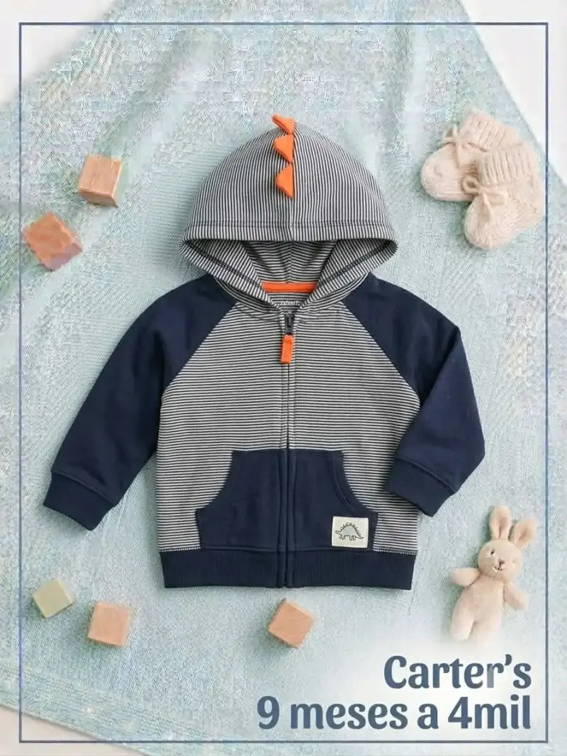 Polerón de bebé con capucha y diseño de dinosaurio
