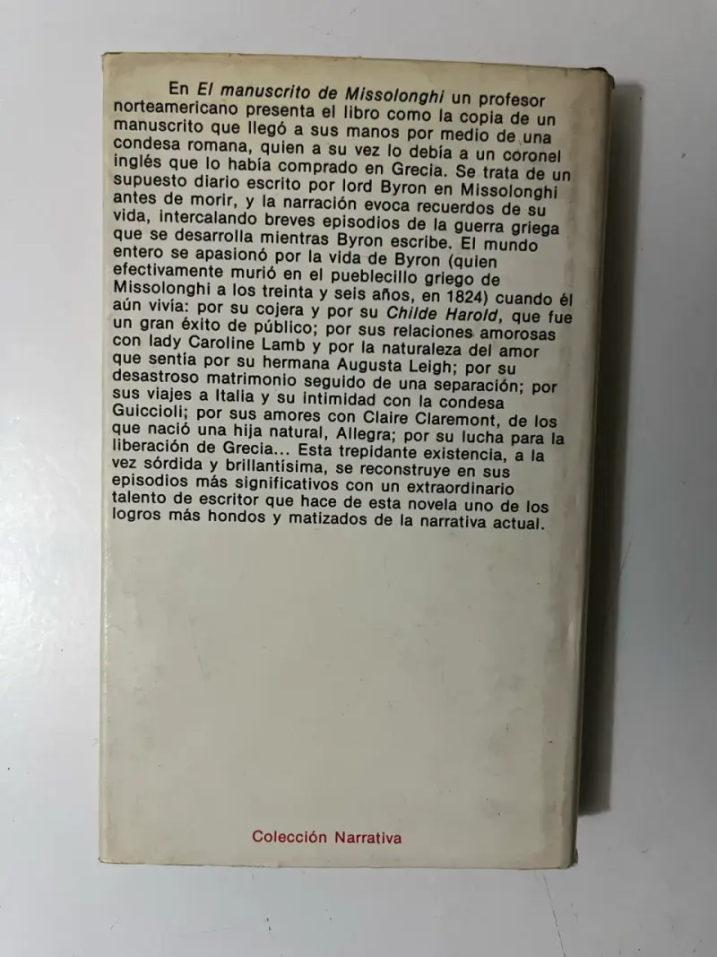 Libro 'El manuscrito de Missolonghi' de Frederic Prokosch - 3