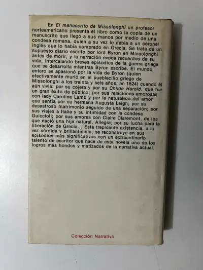 Libro 'El manuscrito de Missolonghi' de Frederic Prokosch - miniatura 3