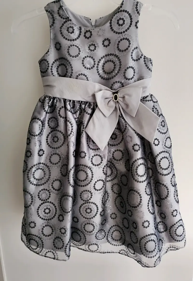 Vestido de fiesta para niña con lazo y estampado circular - 1