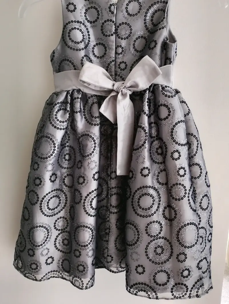 Vestido de fiesta para niña con lazo y estampado circular - 2