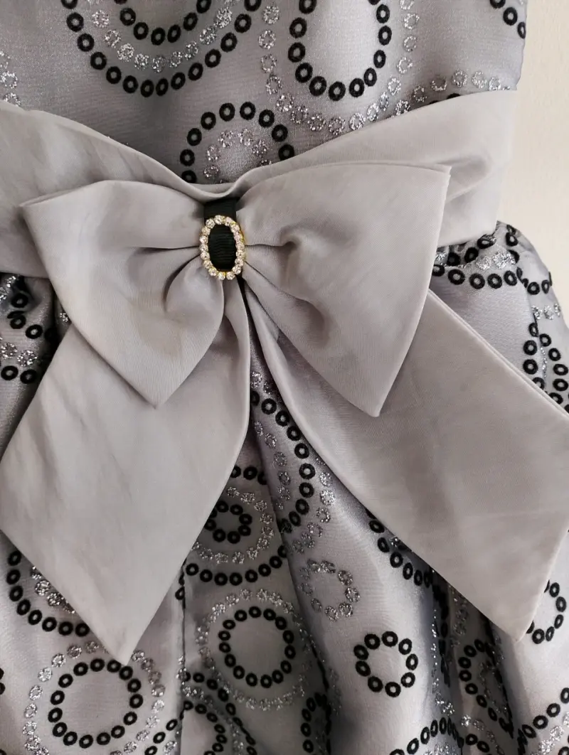 Vestido de fiesta para niña con lazo y estampado circular - 3