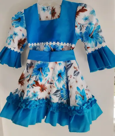 Vestido chinita floral azul con volantes - miniatura 1