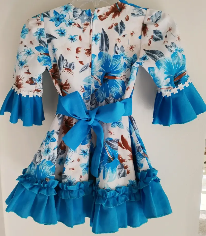 Vestido chinita floral azul con volantes - 2