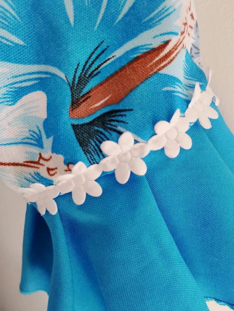 Vestido chinita floral azul con volantes - 3