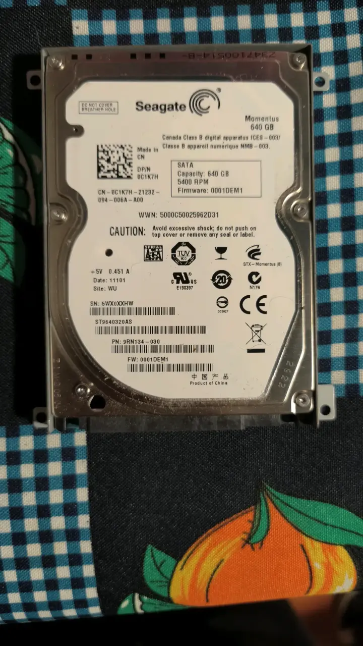 Disco duro Seagate Momentus 640GB SATA