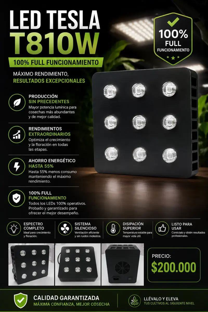 Luz LED Tesla T810W para Cultivo