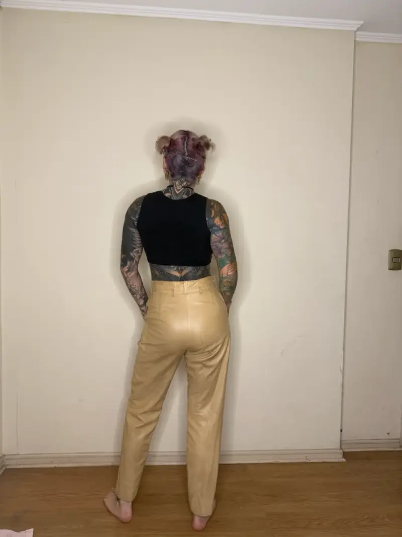 Pantalones de cuero beige - 3