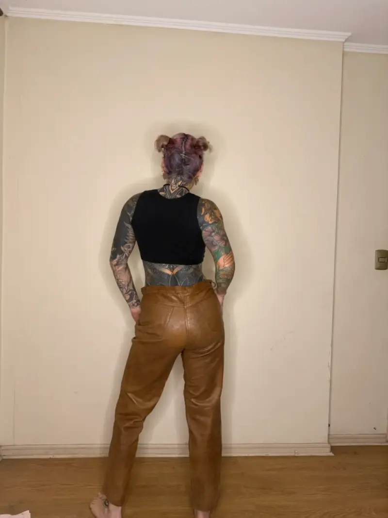 Pantalones de cuero cafe - 3