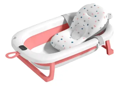 Bañera plegable para bebé con cojín y termómetro - miniatura 1