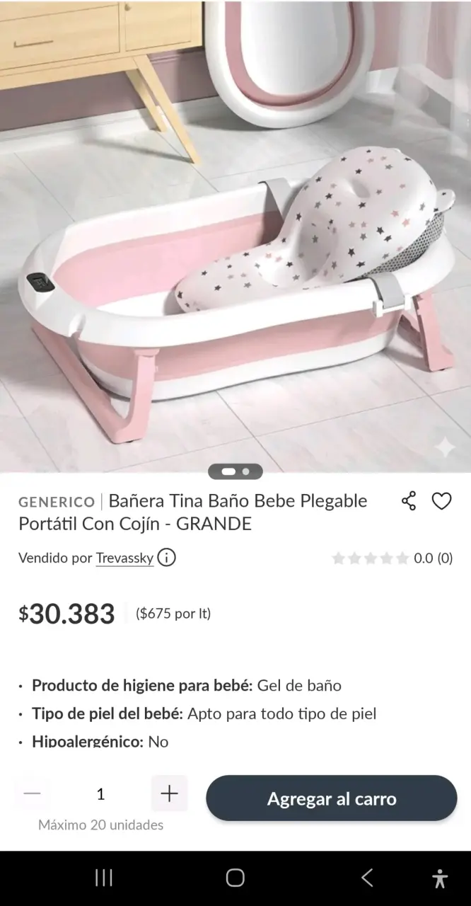 Bañera plegable para bebé con cojín y termómetro - 2