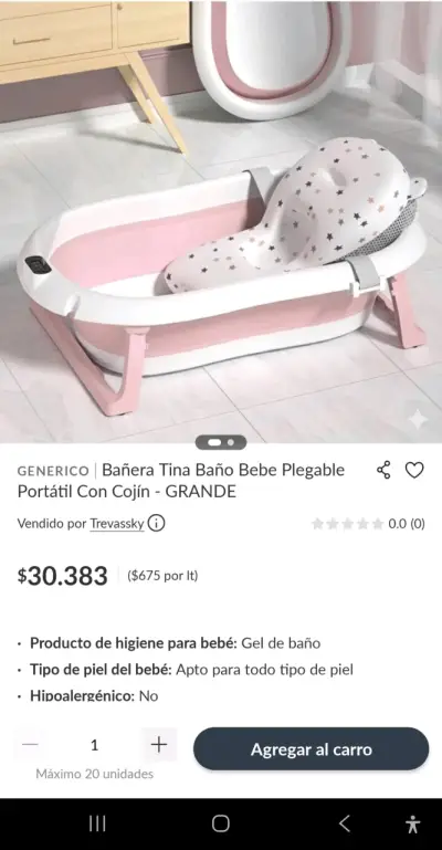 Bañera plegable para bebé con cojín y termómetro - miniatura 2