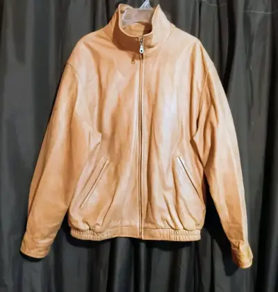 Chaqueta de cuero marrón para hombre - miniatura 1