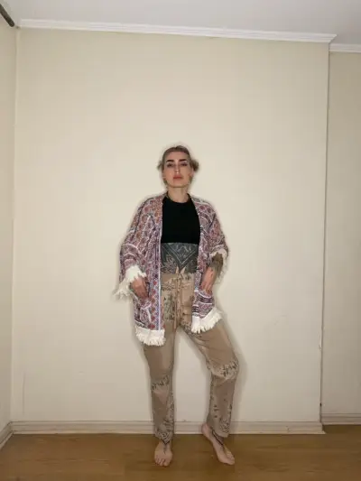 Kimono bohemio con flecos - miniatura 1