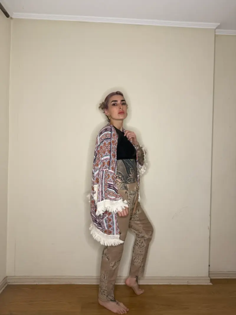 Kimono bohemio con flecos - 2