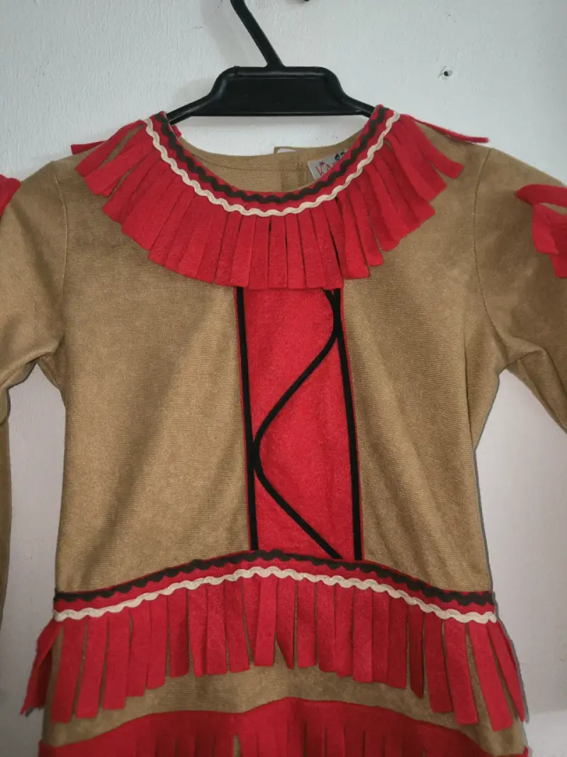 Disfraz infantil de india con flecos rojos HERMOSO - 2