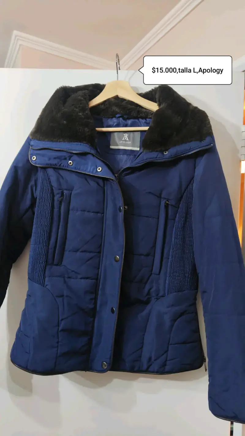Chaqueta azul con forro de piel Apology talla L - 2