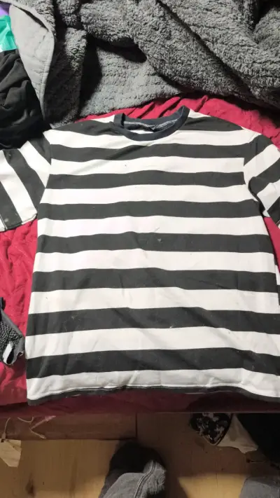 Polera a rayas blanco y negro unisex - miniatura 1