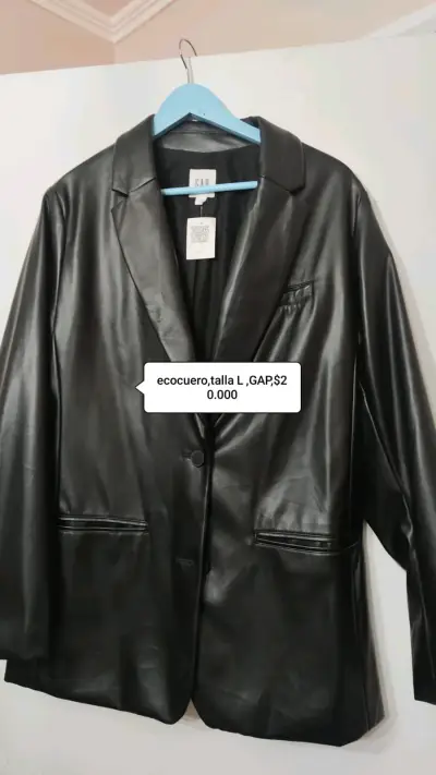 Blazer de Ecocuero Negro GAP Talla L - miniatura 1