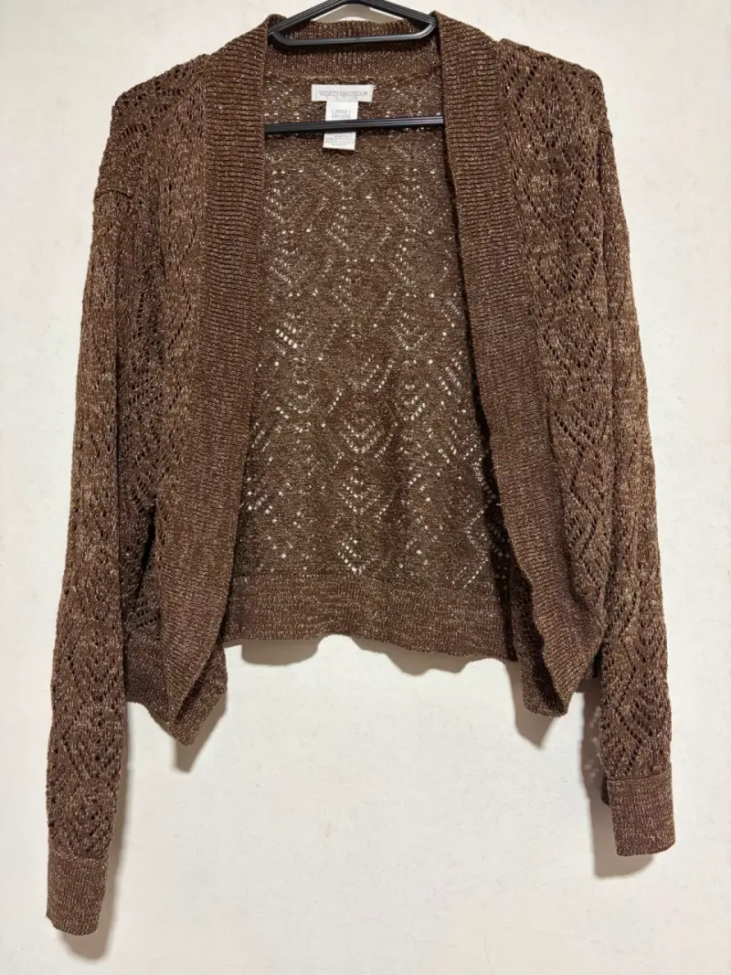 Cardigan abierto marrón tejido para mujer