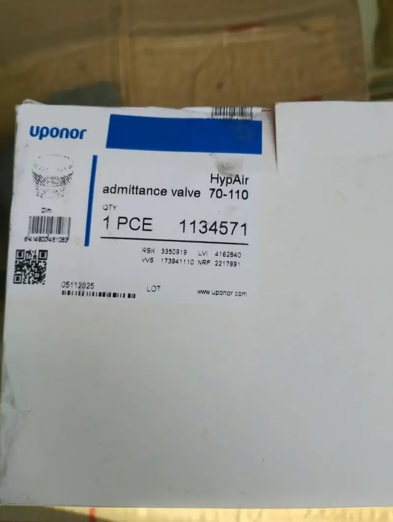 Válvula de admisión Uponor HypAir 70-110