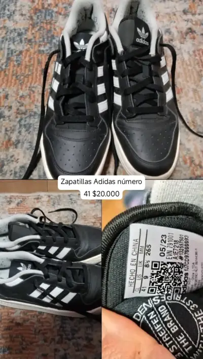 Zapatillas Adidas negras y blancas talla 41 - miniatura 1