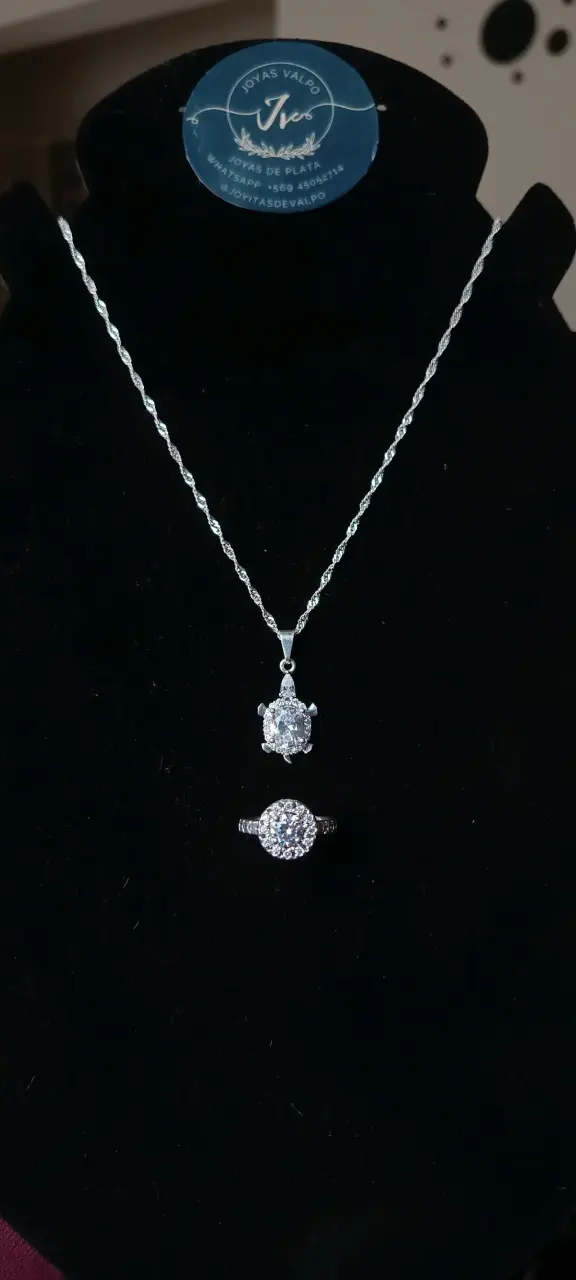Conjunto de collar y anillo de plata - 2