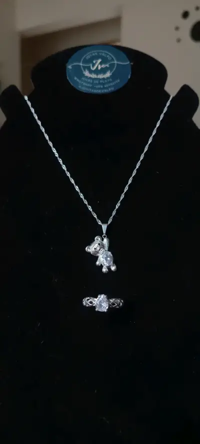 Conjunto de collar y anillo de plata - miniatura 3
