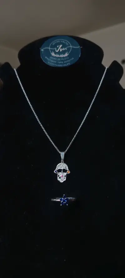 Conjunto de collar y anillo de plata - miniatura 4