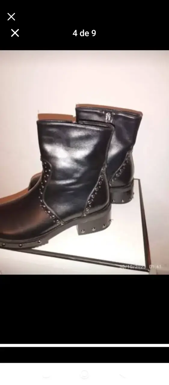 Botas de cuero negro con tachas estilo punk - 3