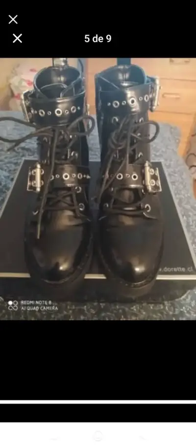Botas de cuero negro con tachas estilo punk - miniatura 6
