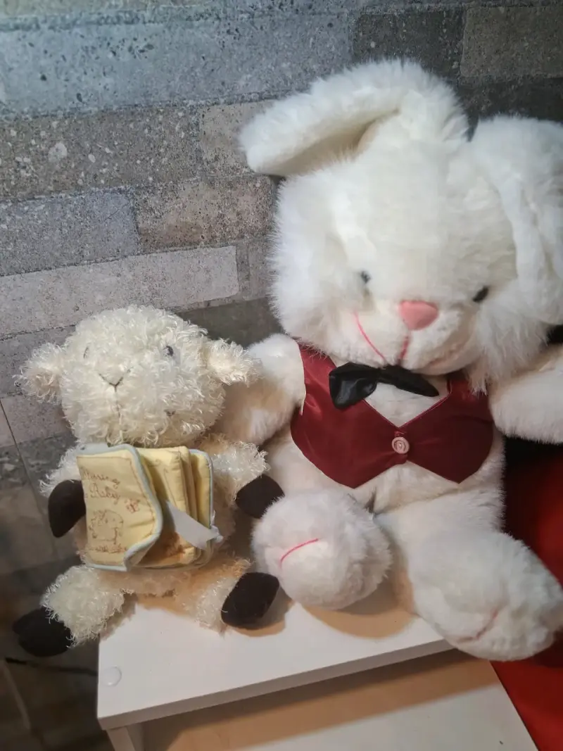 Peluches de Conejo y Oveja con Vestimenta Elegante - 1