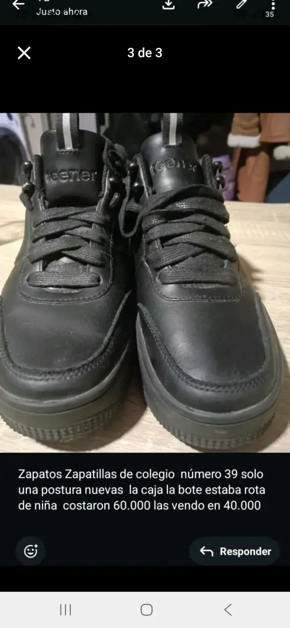 Zapatillas escolares negras número 39 Teener - 1