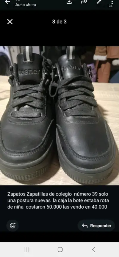 Zapatillas escolares negras número 39 Teener - miniatura 1