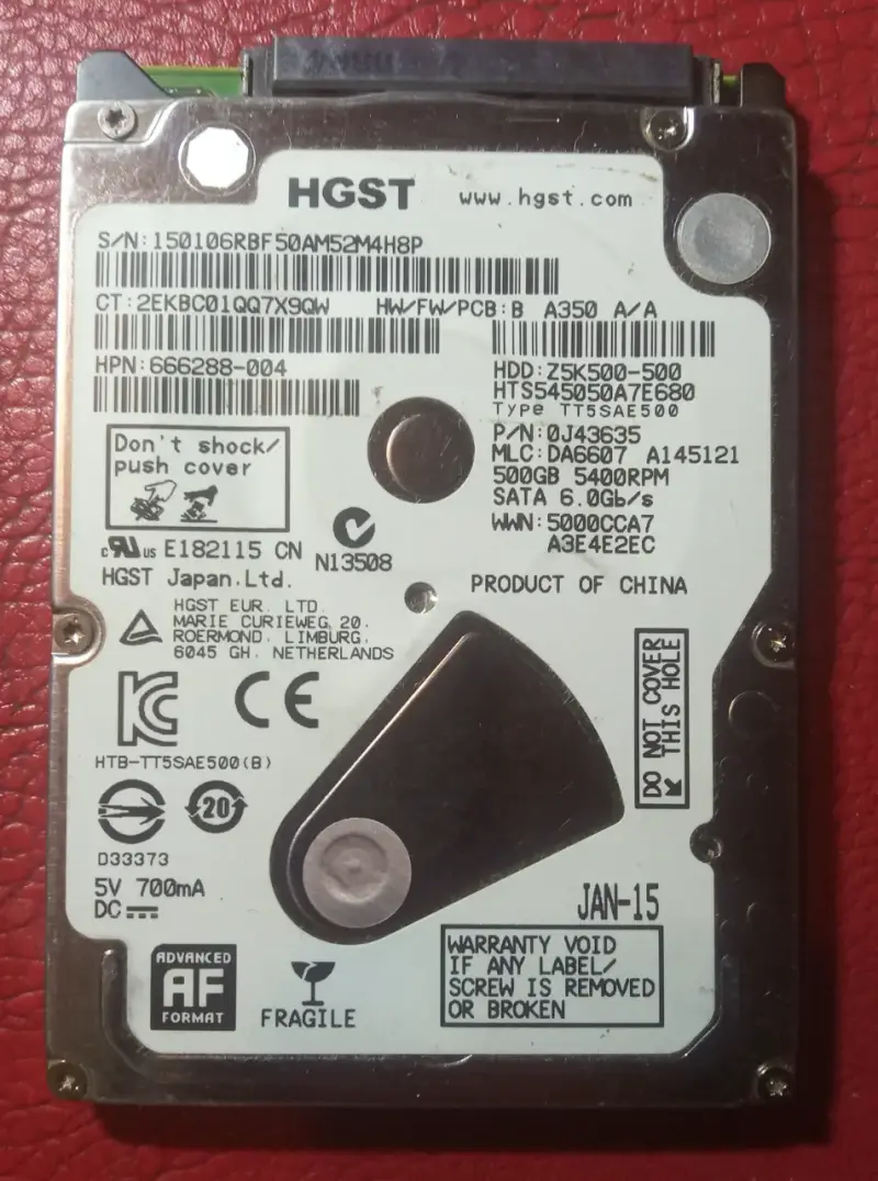 Disco Duro HGST 500GB SATA 2.5 pulgadas - 1