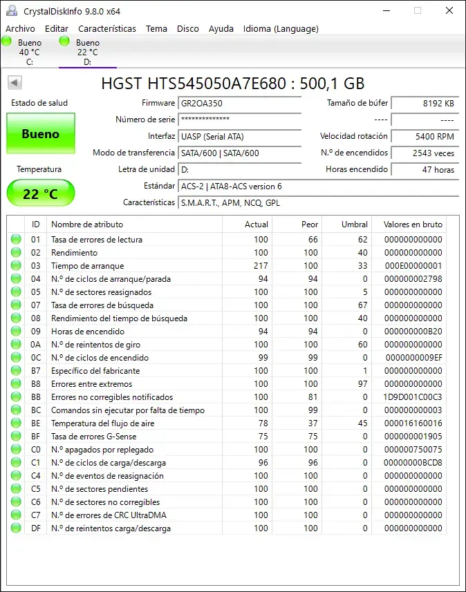 Disco Duro HGST 500GB SATA 2.5 pulgadas - 2