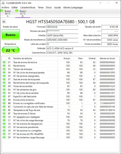 Disco Duro Interno HGST 500GB SATA 5400RPM - miniatura 2