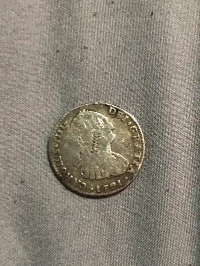 Moneda antigua de plata Carlos IV 1791 - miniatura 3