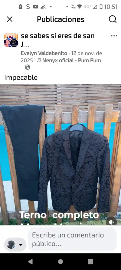 Terno completo negro con diseño floral - miniatura 1