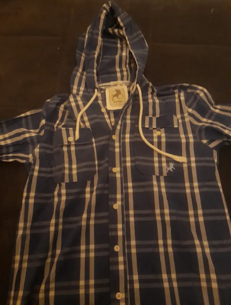 Camisa con capucha a cuadros azul para hombre Lois
