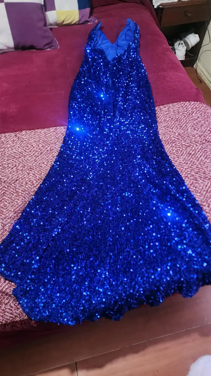 Vestido de fiesta azul con lentejuelas - 3
